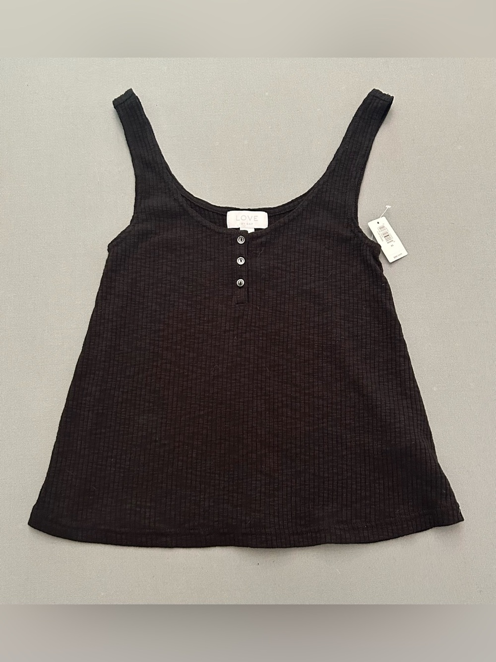 GAP LOVE Black Ribbed Henley Tank Top for Women